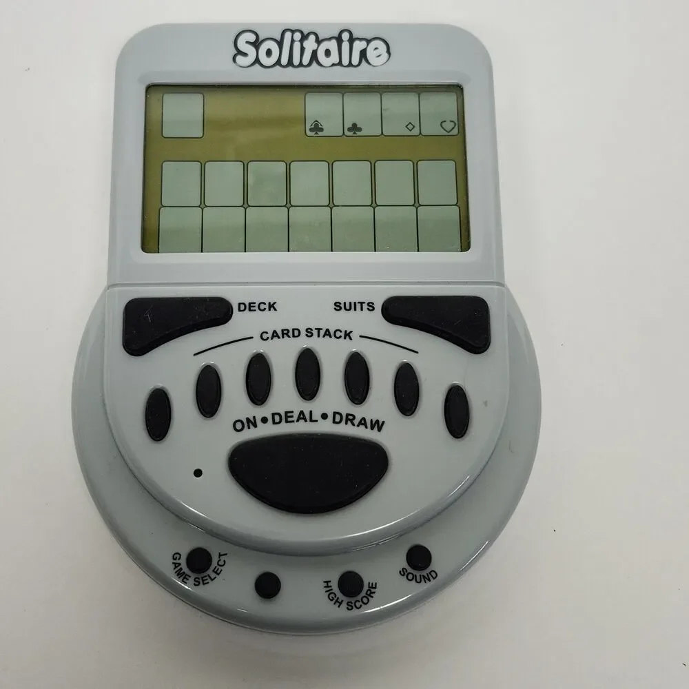 Vintage Solitaire Handheld Electronic Game Gray Portable Travel Single Player